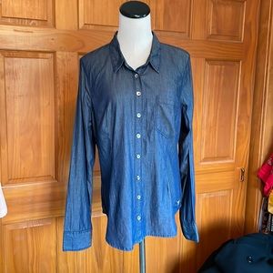 NWT Guess Los Angeles Dark Wash Button Up Shirt Size L